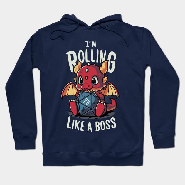 Rpg Dragon Boss - Dungeon master - Rolling D20 Hoodie by Typhoonic